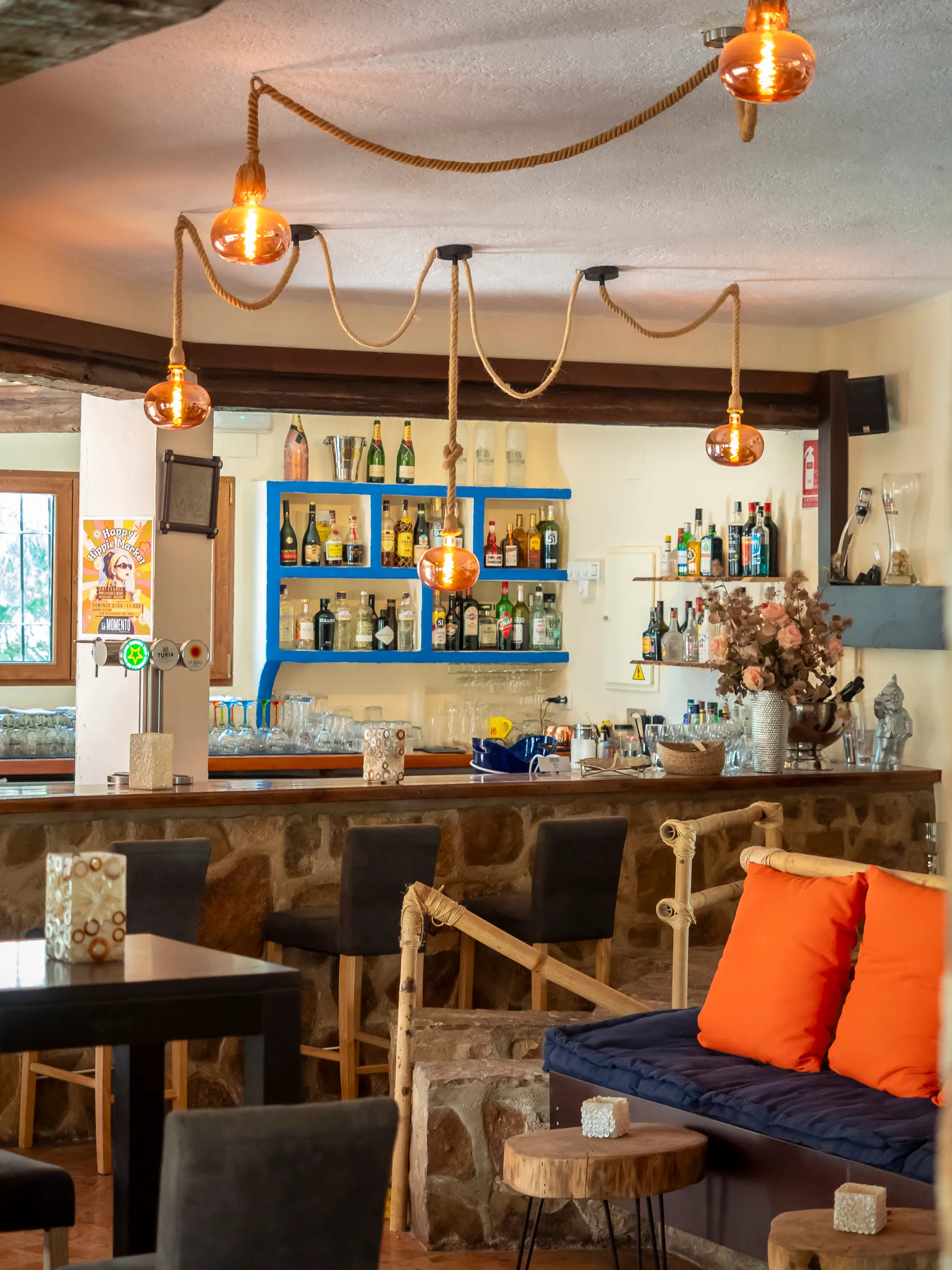 Cozy Bar Interior and Lounge at El Momento Restaurant in Jávea
