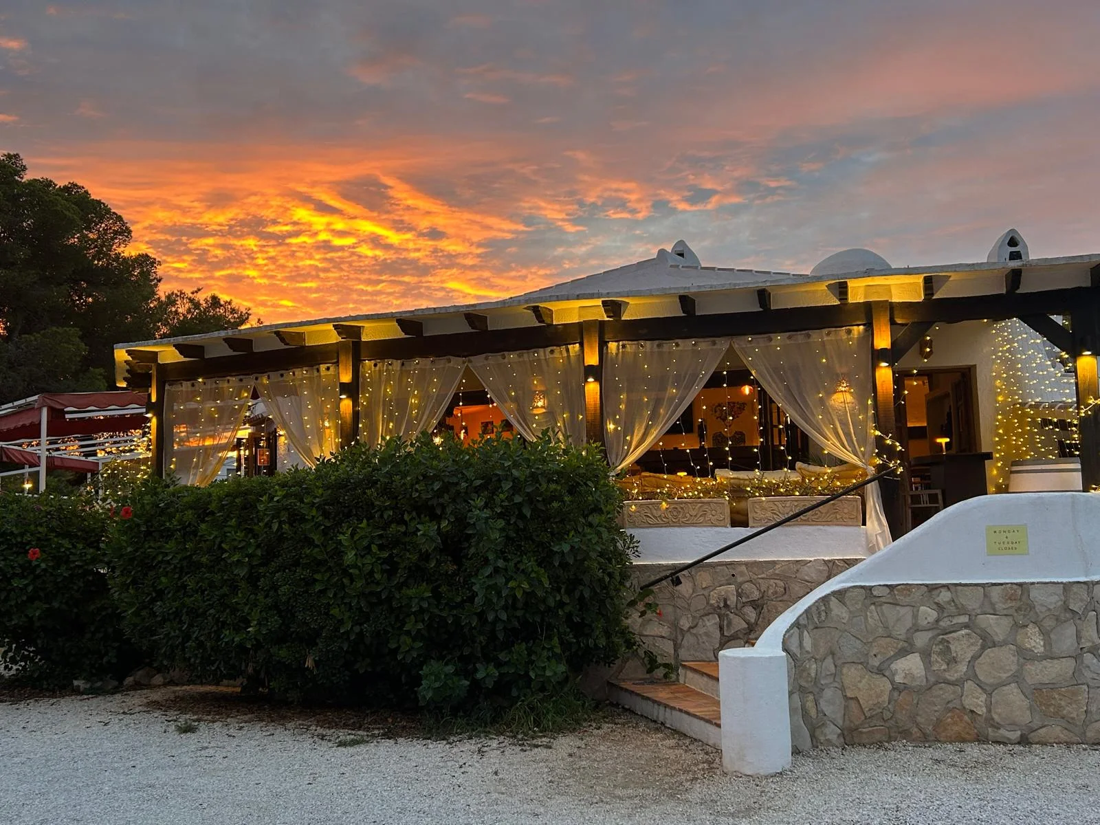 Sunset over the Mediterranean Terrace of El Momento Restaurant in Jávea